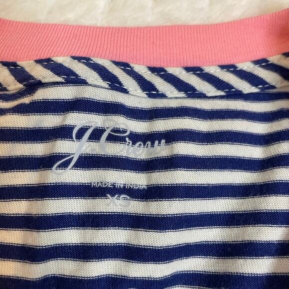 J CREW Navy White Striped Tee SHirt Crewneck Seashell Nautical Extra Small XS - Picture 3 of 3